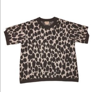 Kate Spade Leopard Print Jacquard Short Sleeve Top